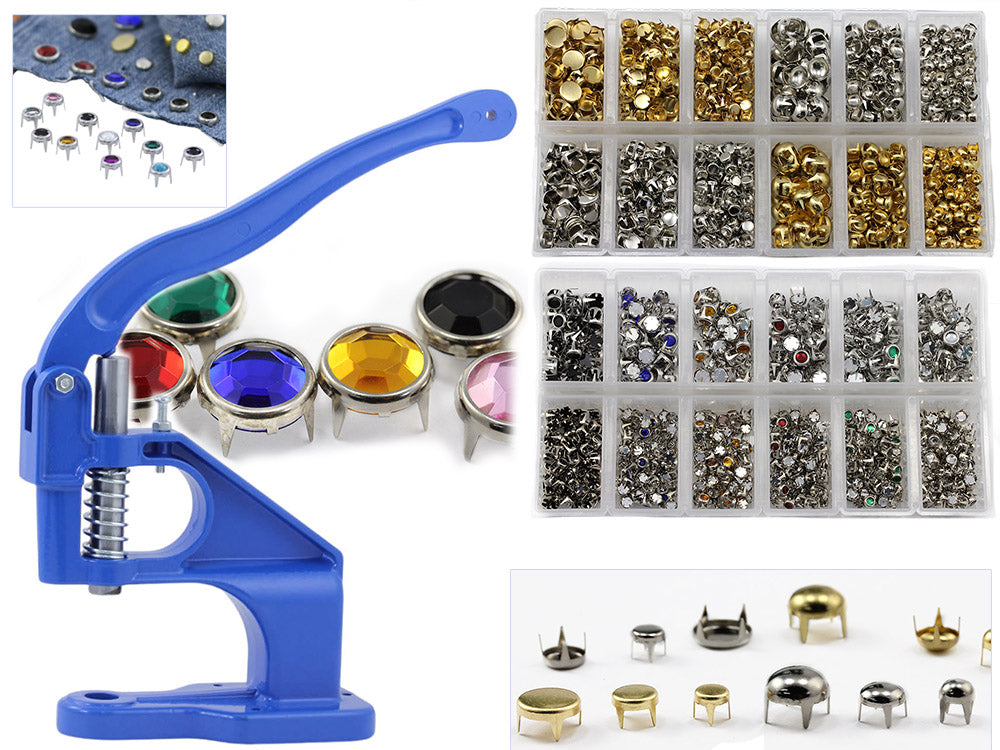 Deluxe Nailhead & Rhinestone Kit - Stud Setter Plus 2500 Nailheads And Rhinestone Studs
