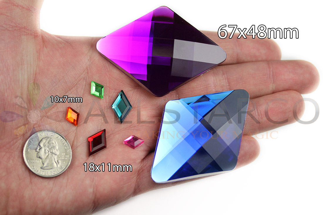 size reference compare next to coin diamond flat back acrylic gems plastic rhombus rhinestones for craft gemstones body jewels face skin cabochons embellishments cosplay prop making jewelry making party diy crafts costume making scrapbooking high quality allstarco décor stones larp events film making