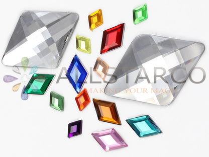 diamond flat back acrylic gems plastic rhombus rhinestones for craft gemstones body jewels face skin cabochons embellishments cosplay prop making jewelry making party diy crafts costume making scrapbooking high quality allstarco décor stones larp events film making