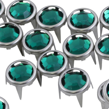 green emerald bedazzler rhinestones gemagic studs in silver settings bedazzle for garment embellishments elvis costume making diy craft clothing jeans tees denim with prongs 4 legs