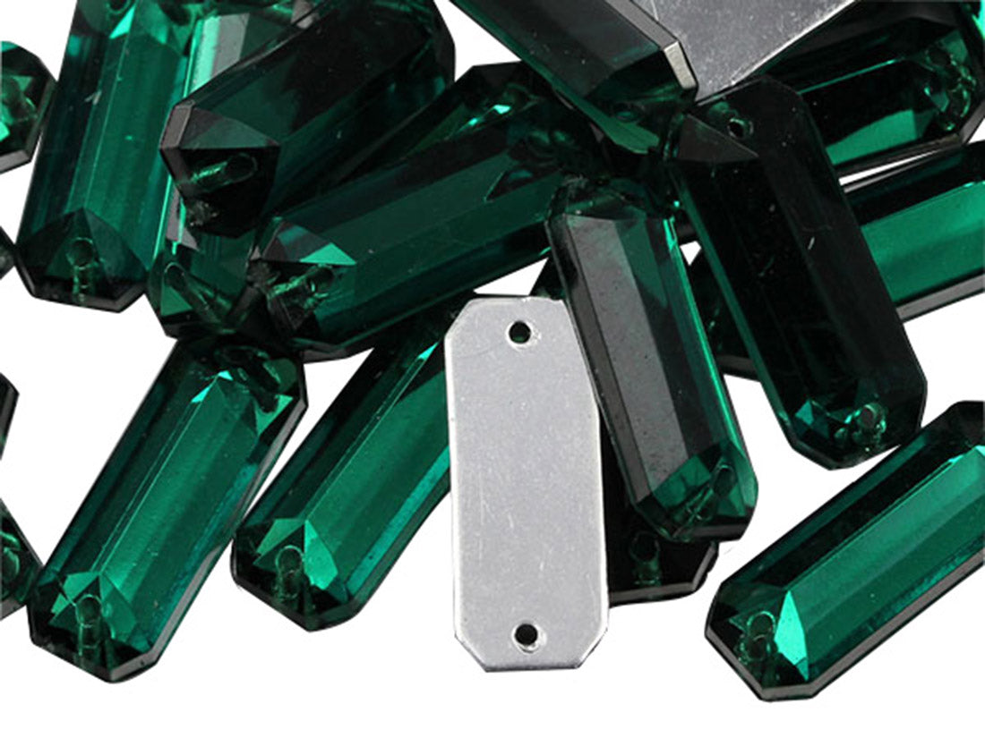 green emerald baguette rectangle rectangular flat back sew on sewing beads craft gems plastic rhinestones acrylic gemstones jewels with holes for clothing embellishments costume making cosplay diy garment prop making dress jewels for fabric crystals allstarco