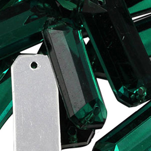 green emerald baguette rectangle rectangular flat back sew on sewing beads craft gems plastic rhinestones acrylic gemstones jewels with holes for clothing embellishments costume making cosplay diy garment prop making dress jewels for fabric crystals allstarco