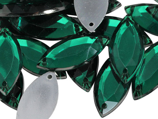 green emerald navette marquise horse eye flat back sew on sewing beads craft gems plastic rhinestones acrylic gemstones jewels with holes for clothing embellishments costume making cosplay diy garment prop making dress jewels for fabric crystals allstarco