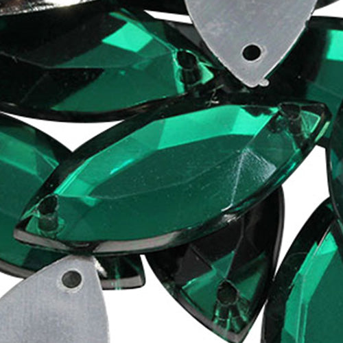 Sew On Navette Acrylic Gems Flat Back 20x9mm 50 Pcs Green Emerald CH18 Sew On Navette Acrylic Gems Flat Back 20x9mm 50 Pcs Green Emerald CH18