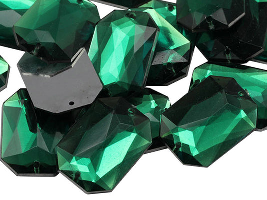 green emerald octagon flat back sew on sewing beads craft gems plastic rhinestones acrylic gemstones jewels with holes for clothing embellishments costume making cosplay diy garment prop making dress jewels for fabric crystals allstarco