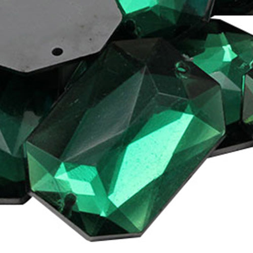 green emerald octagon flat back sew on sewing beads craft gems plastic rhinestones acrylic gemstones jewels with holes for clothing embellishments costume making cosplay diy garment prop making dress jewels for fabric crystals allstarco