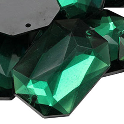 green emerald octagon flat back sew on sewing beads craft gems plastic rhinestones acrylic gemstones jewels with holes for clothing embellishments costume making cosplay diy garment prop making dress jewels for fabric crystals allstarco