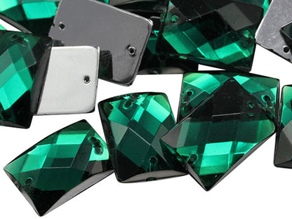 green emerald rectangle rectangular flat back sew on sewing beads craft gems plastic rhinestones acrylic gemstones jewels with holes for clothing embellishments costume making cosplay diy garment prop making dress jewels for fabric crystals allstarco