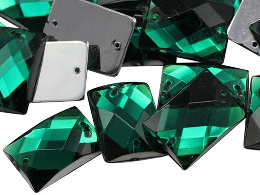 green emerald rectangle rectangular flat back sew on sewing beads craft gems plastic rhinestones acrylic gemstones jewels with holes for clothing embellishments costume making cosplay diy garment prop making dress jewels for fabric crystals allstarco