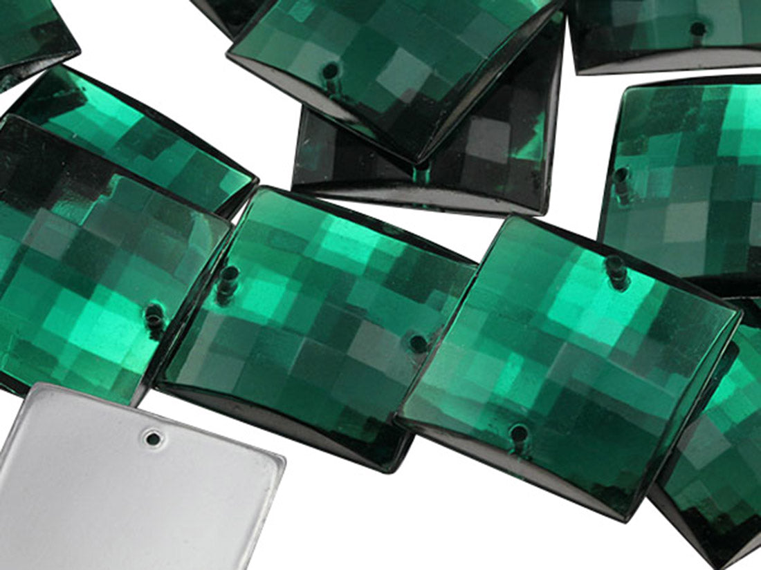 green emerald square flat back sew on sewing beads craft gems plastic rhinestones acrylic gemstones jewels with holes for clothing embellishments costume making cosplay diy garment prop making dress jewels for fabric crystals allstarco