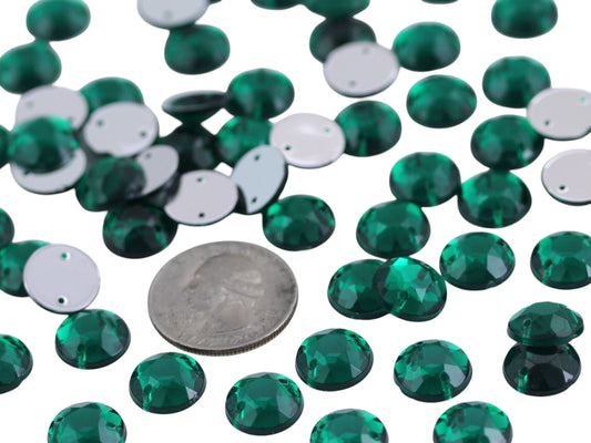 Green Emerald Sew On Rhinestones - 12mm - 60 Pieces
