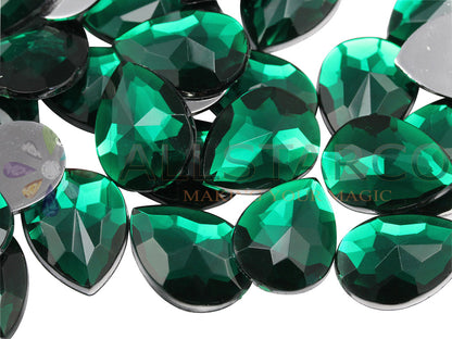 green emerald teardrop flat back acrylic gems pear tear drop plastic rhinestones for craft gemstones body jewels face skin cabochons embellishments cosplay prop making jewelry making party diy crafts costume making scrapbooking high quality allstarco décor stones larp events film making