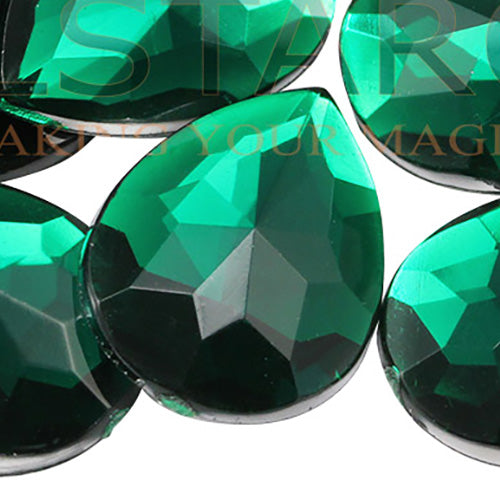 green emerald teardrop flat back acrylic gems pear tear drop plastic rhinestones for craft gemstones body jewels face skin cabochons embellishments cosplay prop making jewelry making party diy crafts costume making scrapbooking high quality allstarco décor stones larp events film making