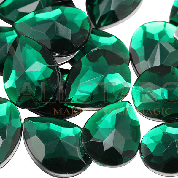 green emerald teardrop flat back acrylic gems pear tear drop plastic rhinestones for craft gemstones body jewels face skin cabochons embellishments cosplay prop making jewelry making party diy crafts costume making scrapbooking high quality allstarco décor stones larp events film making