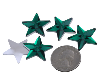 Gemas de estrella planas de color verde esmeralda