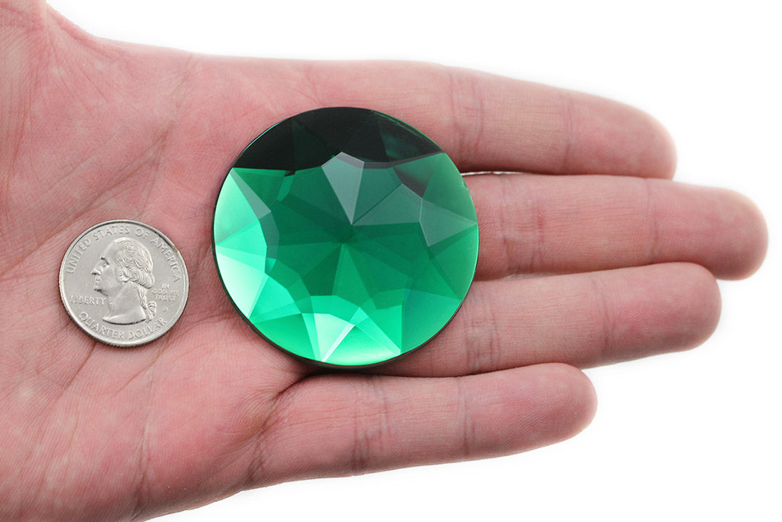 green emerald extra large stick on round gems plastic sticky jewels self adhesive circle rhinestones big gemstones huge stones acrylic cabochons for cosplay prop making steven universe diy craft furniture embellishments display merchandising windows décor walls theater decoration film making lead free with glue peel and stick stickon allstarco