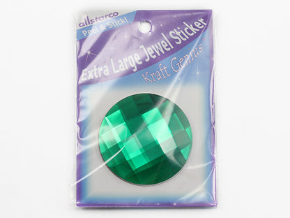 green emerald extra large stick on round gems plastic sticky jewels self adhesive circle rhinestones big gemstones huge stones acrylic cabochons for cosplay prop making steven universe diy craft furniture embellishments display merchandising windows décor walls theater decoration film making lead free with glue peel and stick stickon allstarco