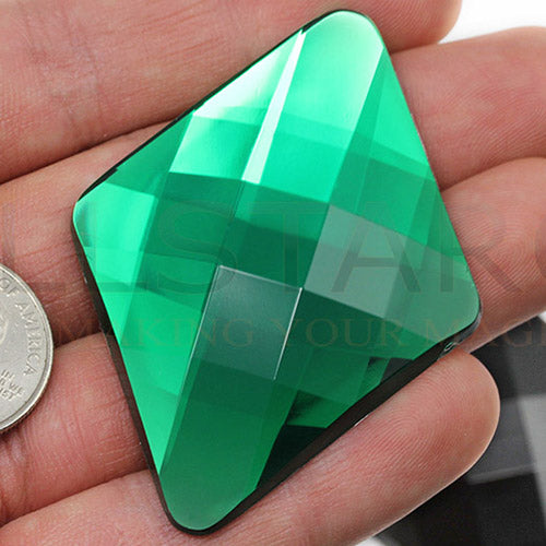 green emerald extra large diamond flat back big jumbo huge acrylic gems plastic rhombus rhinestones for craft gemstones body jewels face skin cabochons embellishments cosplay prop making jewelry making party diy crafts costume making scrapbooking high quality allstarco décor stones larp events film making