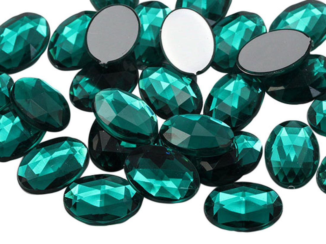 Green Emerald Flat Back Oval Gems