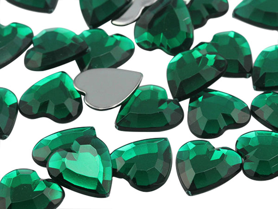 green emerald heart flat back acrylic gems valentine's day love gift girlfriend boyfriend mom dad family plastic rhinestones for craft gemstones body jewels face skin cabochons embellishments cosplay prop making jewelry making party diy crafts costume making scrapbooking high quality allstarco décor stones larp events film making