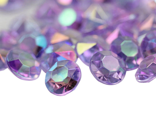 purple violet ab round acrylic diamonds wedding plastic décor gems confetti table scatter aquarium jewels stones iridescent party stones special occasions bridal showers sparkling decorations  vase fillers centerpieces dazzle accent floral arrangements point back gemstones allstarco diy crafts crafting