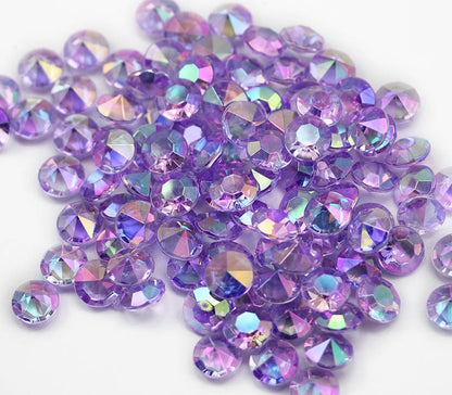 purple violet ab round acrylic diamonds wedding plastic décor gems confetti table scatter aquarium jewels stones iridescent party stones special occasions bridal showers sparkling decorations  vase fillers centerpieces dazzle accent floral arrangements point back gemstones allstarco diy crafts crafting