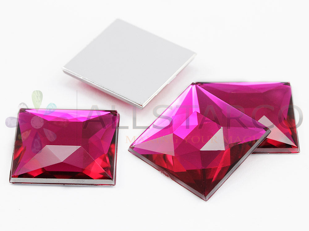 pink fuchsia magenta square flat back acrylic gems plastic rhinestones for craft gemstones body jewels face skin cabochons embellishments cosplay prop making jewelry making party diy crafts costume making scrapbooking high quality allstarco décor stones larp events film making