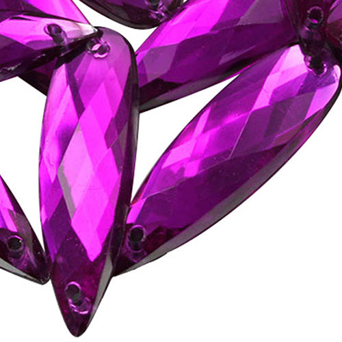 Pink Fuchsia Elongated Teardrop Sew On Gems - 28x8mm - 30 Pieces