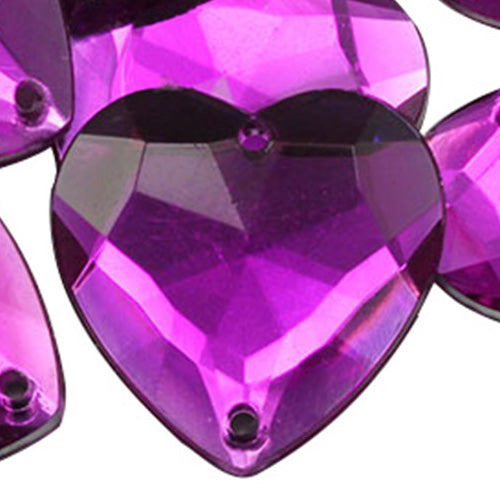pink fuchsia magenta heart valetine's day love flat back sew on sewing beads craft gems plastic rhinestones acrylic gemstones jewels with holes for clothing embellishments costume making cosplay diy garment prop making dress jewels for fabric crystals allstarco