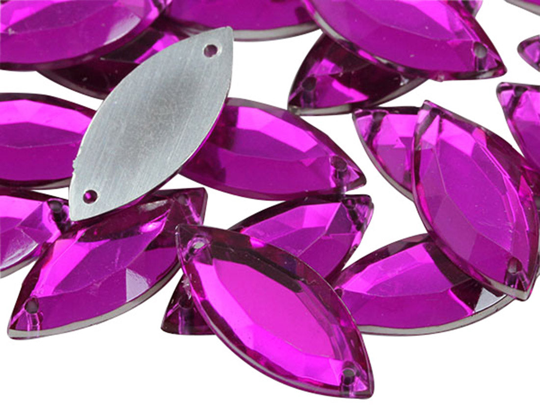 pink fuchsia magenta navette marquise horse eye flat back sew on sewing beads craft gems plastic rhinestones acrylic gemstones jewels with holes for clothing embellishments costume making cosplay diy garment prop making dress jewels for fabric crystals allstarco