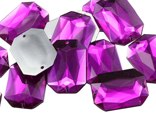 pink fuchsia magenta octagon flat back sew on sewing beads craft gems plastic rhinestones acrylic gemstones jewels with holes for clothing embellishments costume making cosplay diy garment prop making dress jewels for fabric crystals allstarco
