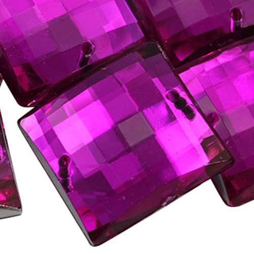 pink fuchsia square flat back sew on sewing beads craft gems plastic rhinestones acrylic gemstones jewels with holes for clothing embellishments costume making cosplay diy garment prop making dress jewels for fabric crystals allstarco