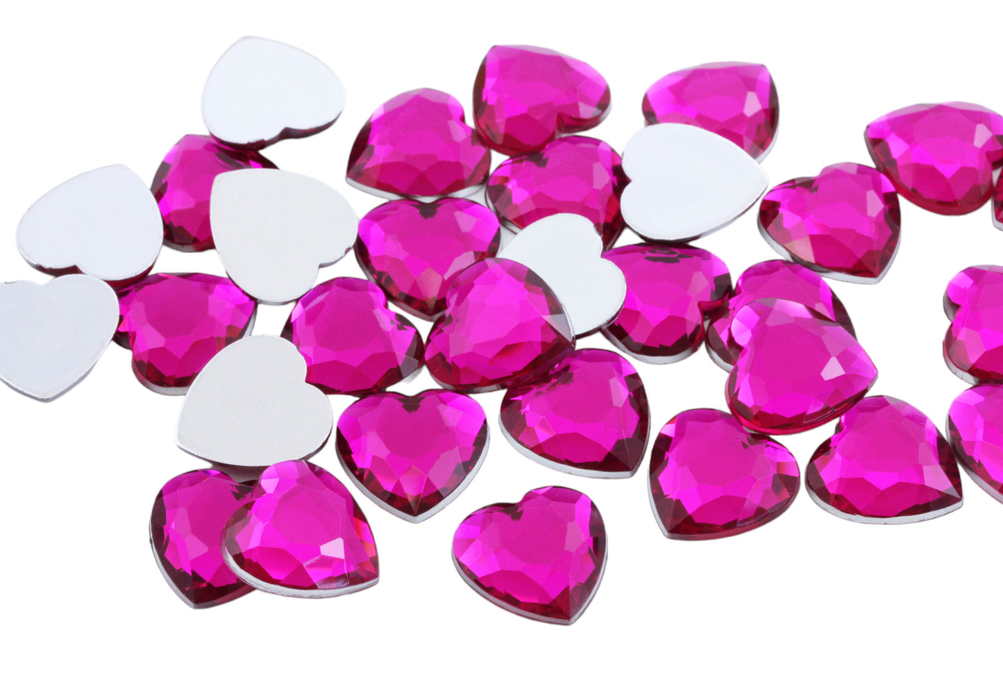 pink fuchsia magenta heart flat back acrylic gems valentine's day love gift girlfriend boyfriend mom dad family plastic rhinestones for craft gemstones body jewels face skin cabochons embellishments cosplay prop making jewelry making party diy crafts costume making scrapbooking high quality allstarco décor stones larp events film making