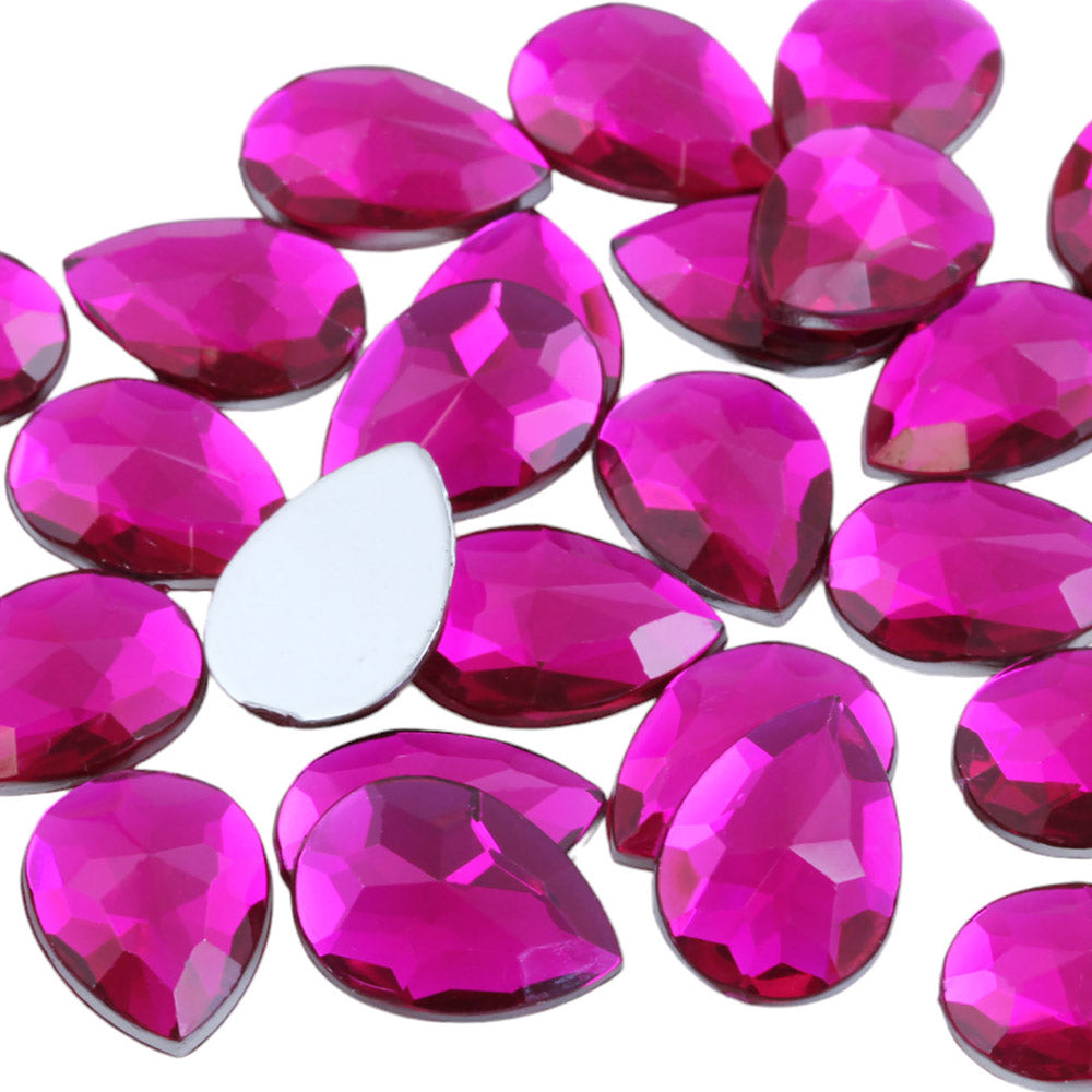 pink fuchsia magenta teardrop flat back acrylic gems pear tear drop plastic rhinestones for craft gemstones body jewels face skin cabochons embellishments cosplay prop making jewelry making party diy crafts costume making scrapbooking high quality allstarco décor stones larp events film making