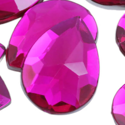 pink fuchsia magenta teardrop flat back acrylic gems pear tear drop plastic rhinestones for craft gemstones body jewels face skin cabochons embellishments cosplay prop making jewelry making party diy crafts costume making scrapbooking high quality allstarco décor stones larp events film making