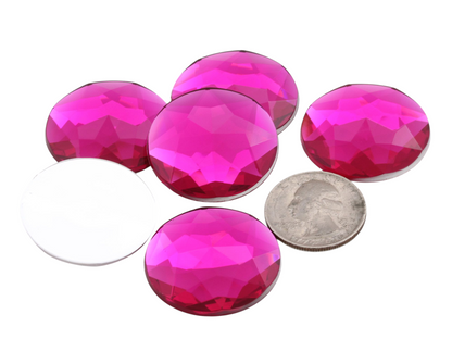 Rosa Fuchsia Extra große runde Edelsteine mit flachem Rücken