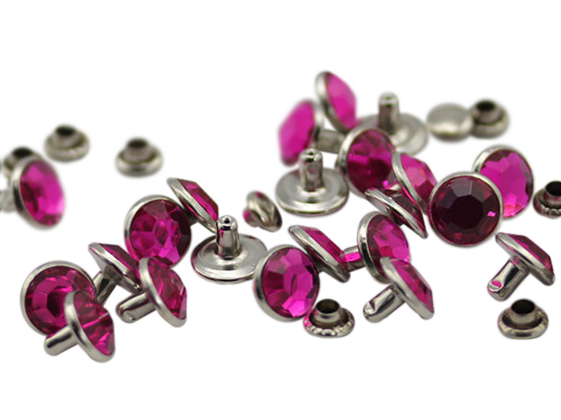 pink fuchsia acrylic rhinestone rivets for garment embellishments diy craft purses handbags bracelets leathercraft punch hole belts motorcycle gear buckles pet collars