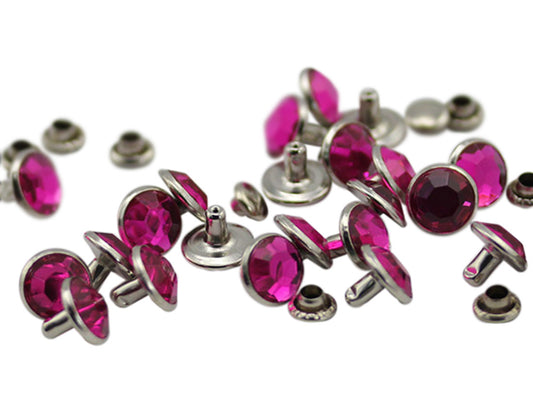 pink fuchsia acrylic rhinestone rivets for garment embellishments diy craft purses handbags bracelets leathercraft punch hole belts motorcycle gear buckles pet collars