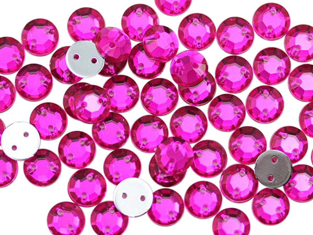 pink fuchsia sew on rhinestones flat back acrylic gems jewels gemstones sewing embellishments garment making diy craft costume making