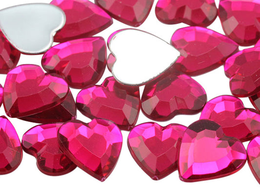 pink fuchsia magenta heart flat back acrylic gems valentine's day love gift girlfriend boyfriend mom dad family plastic rhinestones for craft gemstones body jewels face skin cabochons embellishments cosplay prop making jewelry making party diy crafts costume making scrapbooking high quality allstarco décor stones larp events film making