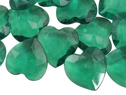 green emerald heart valentine's day love acrylic pointed back point back gems treasure jewels plastic gemstones for games parties pirate bounty hunt stones for treasure chests party favors center pieces table scatters theatrical swashbuckler jewels props larp easter egg hunt allstarco