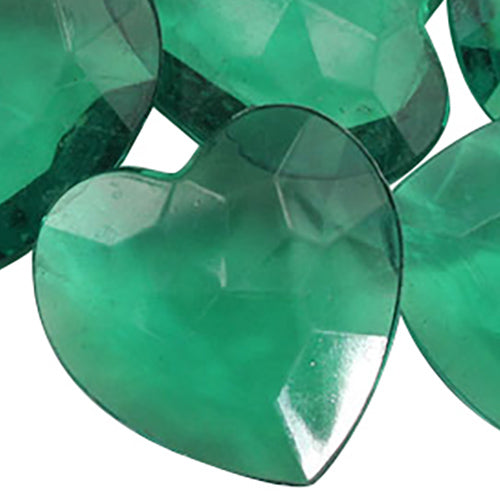 green emerald heart valentine's day love acrylic pointed back point back gems treasure jewels plastic gemstones for games parties pirate bounty hunt stones for treasure chests party favors center pieces table scatters theatrical swashbuckler jewels props larp easter egg hunt allstarco