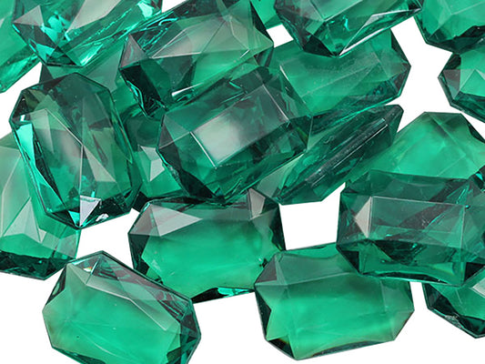green emerald octagon acrylic pointed back point back gems treasure jewels plastic gemstones for games parties pirate bounty hunt stones for treasure chests party favors center pieces table scatters theatrical swashbuckler jewels props larp easter egg hunt allstarco