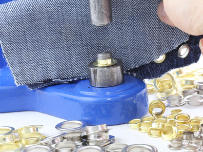 Grommet Starter Setter Kit - Handpress 3000 Gold & Silver Brass Grommets For DIY Crafts, Canvas, Leather, Fabric, Banners