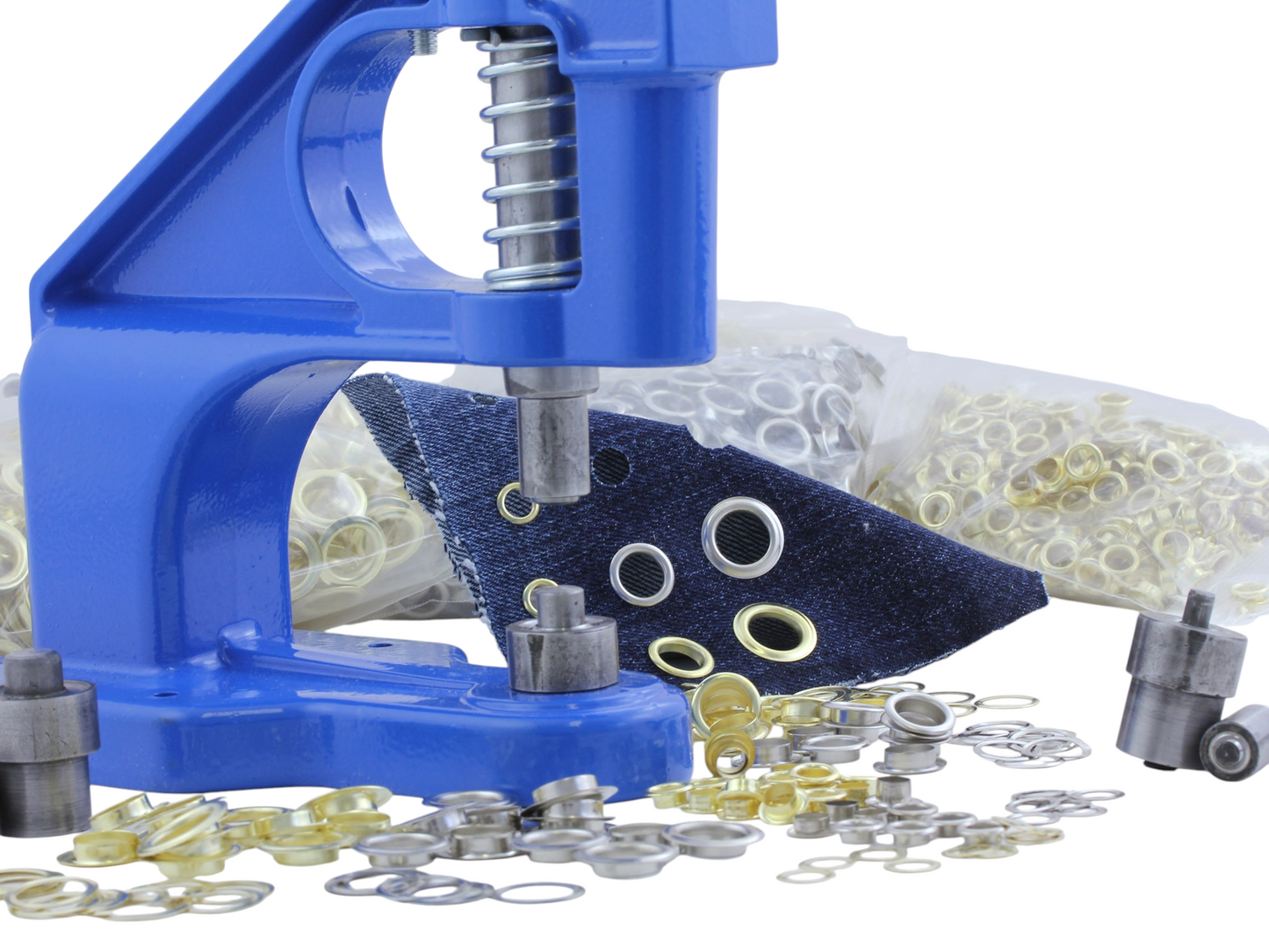 Grommet Starter Setter Kit - Handpress 3000 Gold & Silver Brass Grommets For DIY Crafts, Canvas, Leather, Fabric, Banners