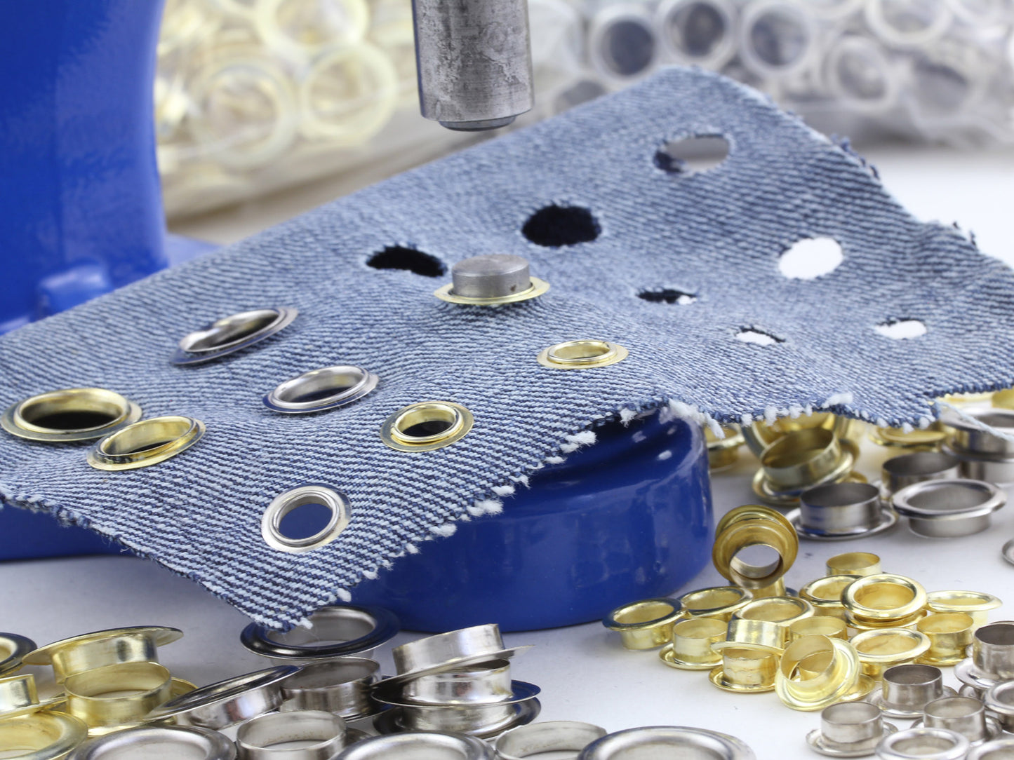 Grommet Starter Setter Kit - Handpress 3000 Gold & Silver Brass Grommets For DIY Crafts, Canvas, Leather, Fabric, Banners