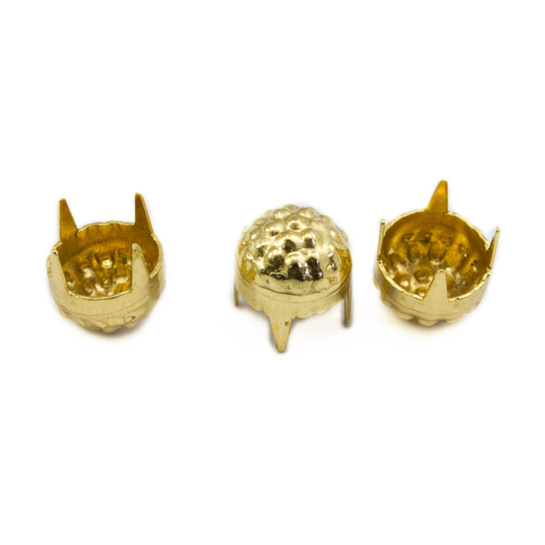 gold hibead studs round nailheads prongs with legs non rusting brass decorative studs embellishments clothing making costume making diy crafts purses leathercraft leather work design allstarco handbags bracelets flipflops jackets denim cotton fabric decor embellish