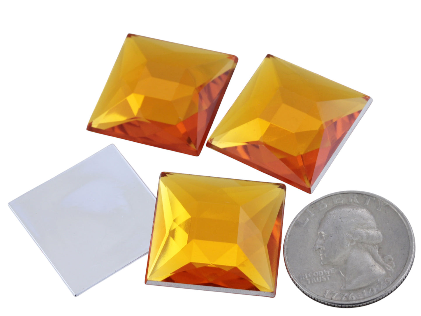 Gemas cuadradas con parte posterior plana de color jacinto naranja