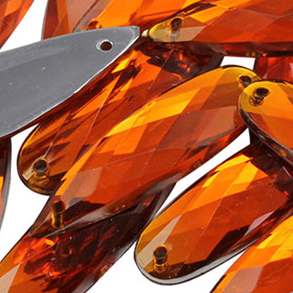 Pierres précieuses à coudre en forme de larme allongée en jacinthe orange - 28 x 8 mm - 30 pièces