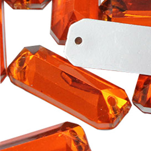 orange hyacinth baguette rectangle rectangular flat back sew on sewing beads craft gems plastic rhinestones acrylic gemstones jewels with holes for clothing embellishments costume making cosplay diy garment prop making dress jewels for fabric crystals allstarco